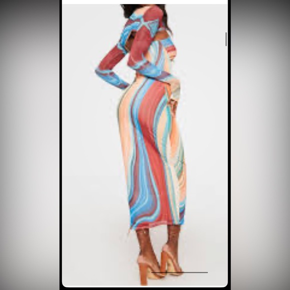 AFRM Dresses & Skirts - AFRM Revolve Matera Swirl-Striped Maxi Dress in Blue Abstract NWT Small